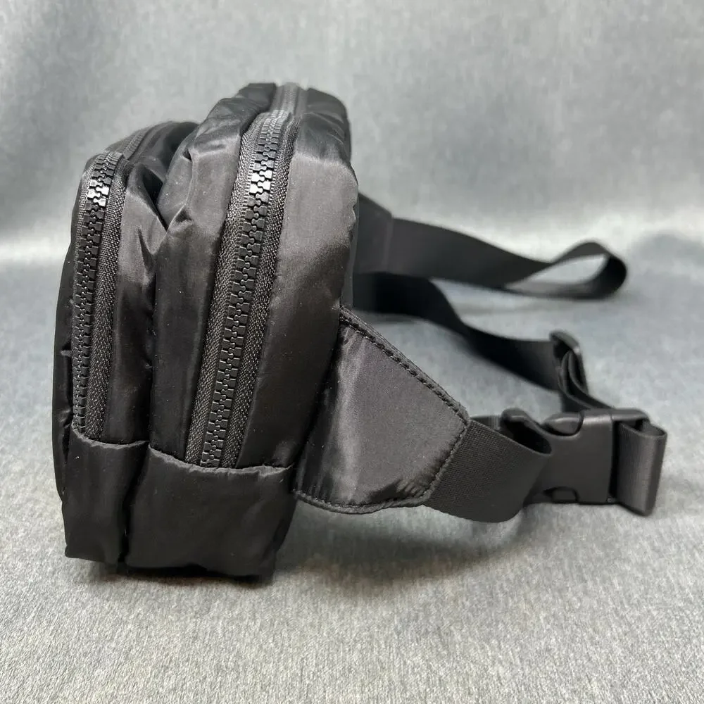 Bebe Black Nylon Belt Bag Fanny Pack Multi Pocket Crossbody Sling Travel 34-46